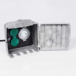 Bloc De Prises Électriques D'Exterieur Tinu Noir, Pierre