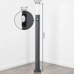 Borne Lumineuse Caserta Anthracite, 1 Lumiere, Detecteur De Mouvement