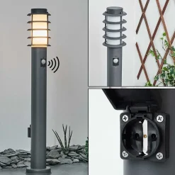 Borne Lumineuse Caserta Anthracite, 1 Lumiere, Detecteur De Mouvement