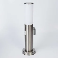 Borne Lumineuse Caserta Nickel Mat, 1 Lumiere, Detecteur De Mouvement