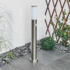 Borne Lumineuse Caserta Nickel Mat, 1 Lumiere, Detecteur De Mouvement