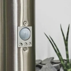 Borne Lumineuse Caserta Nickel Mat, 1 Lumiere, Detecteur De Mouvement