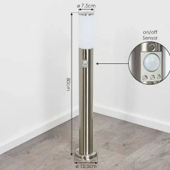 Borne Lumineuse Caserta Nickel Mat, Blanc, 1 Lumiere, Detecteur De Mouvement