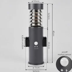 Borne Lumineuse Dakar Anthracite, 1 Lumiere, Detecteur De Mouvement