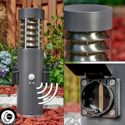 Borne Lumineuse Dakar Anthracite, 1 Lumiere, Detecteur De Mouvement