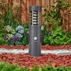 Borne Lumineuse Dakar Anthracite, 1 Lumiere, Detecteur De Mouvement