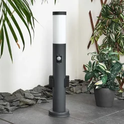 Borne Lumineuse Gaborone Anthracite, 1 Lumiere, Detecteur De Mouvement