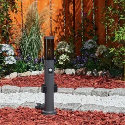 Borne Lumineuse Gaborone Anthracite, 1 Lumiere, Detecteur De Mouvement