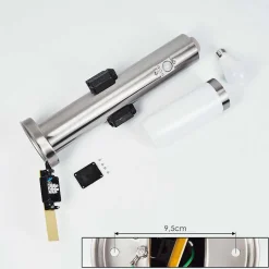 Borne Lumineuse Gaborone Led Nickel Mat, 1 Lumiere, Detecteur De Mouvement