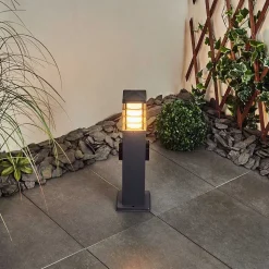 Borne Lumineuse Habolale Gris, 1 Lumiere