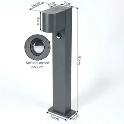 Borne Lumineuse Kingstown Anthracite, 1 Lumiere, Detecteur De Mouvement