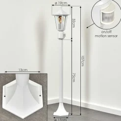 Borne Lumineuse Loria Blanc, 1 Lumiere, Detecteur De Mouvement