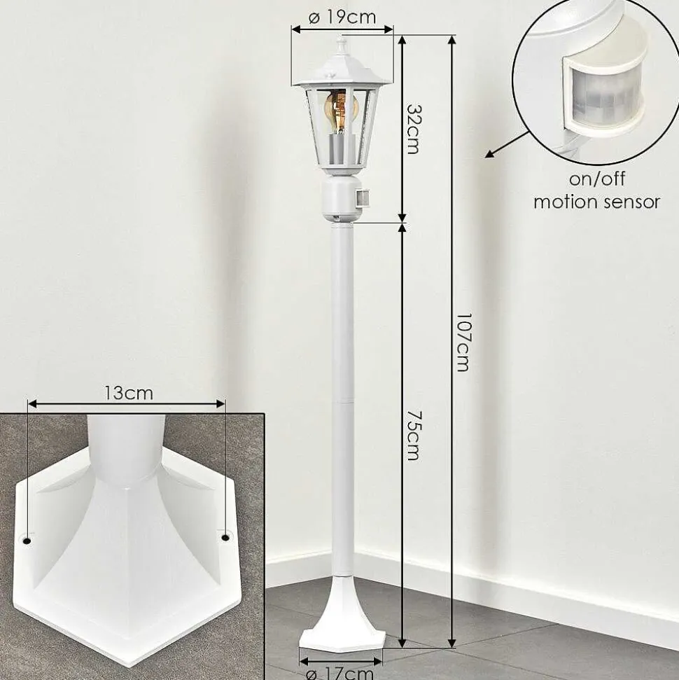 Borne Lumineuse Loria Blanc, 1 Lumiere, Detecteur De Mouvement