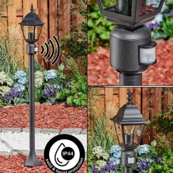 Borne Lumineuse Naofe Noir, 1 Lumiere, Detecteur De Mouvement