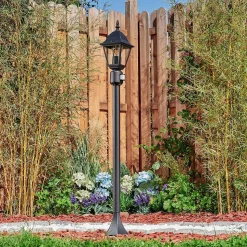 Borne Lumineuse Naofe Noir, 1 Lumiere, Detecteur De Mouvement