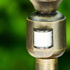 Borne Lumineuse Ribadeo Noir Dore, 1 Lumiere, Detecteur De Mouvement