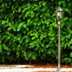 Borne Lumineuse Ribadeo Noir Dore, 1 Lumiere, Detecteur De Mouvement