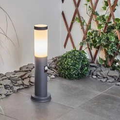 Borne Lumineuse Sessa Anthracite, 1 Lumiere, Detecteur De Mouvement