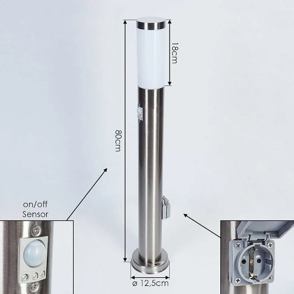 Borne Lumineuse Sessa Nickel Mat, 1 Lumiere, Detecteur De Mouvement