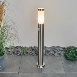 Borne Lumineuse Sessa Nickel Mat, 1 Lumiere, Detecteur De Mouvement