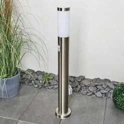 Borne Lumineuse Sessa Nickel Mat, 1 Lumiere, Detecteur De Mouvement