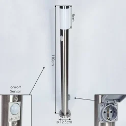 Borne Lumineuse Sessa Nickel Mat, 1 Lumiere, Detecteur De Mouvement