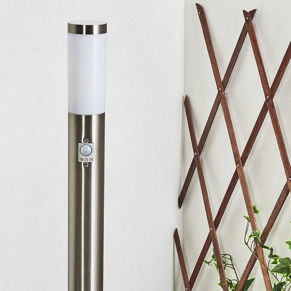 Borne Lumineuse Sessa Nickel Mat, 1 Lumiere, Detecteur De Mouvement