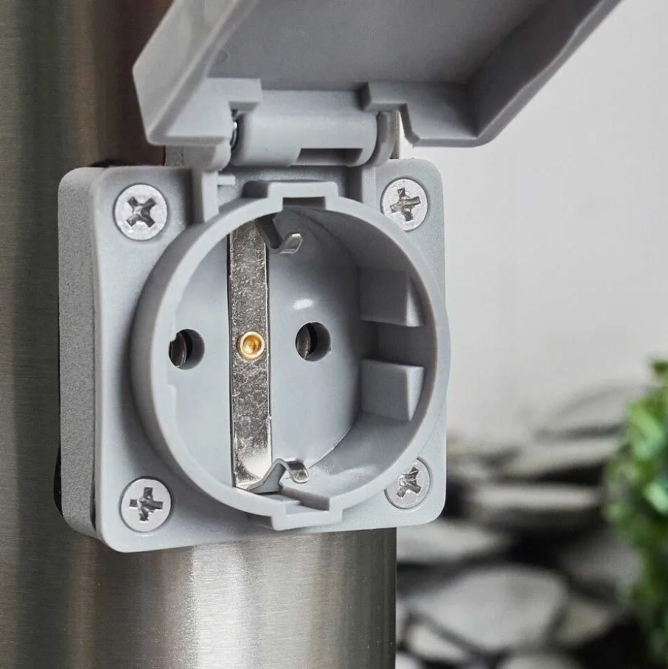 Borne Lumineuse Sessa Nickel Mat, 1 Lumiere, Detecteur De Mouvement