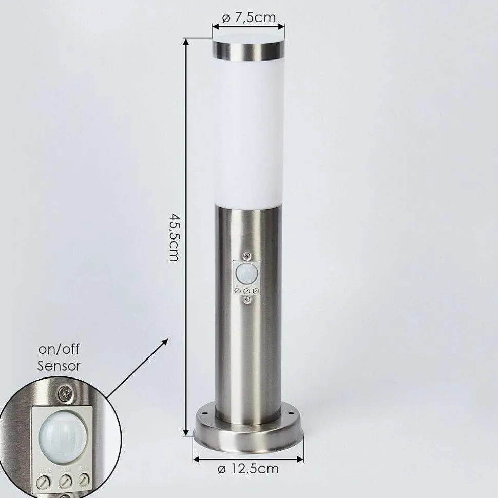 Borne Lumineuse Sessa Nickel Mat, 1 Lumiere, Detecteur De Mouvement
