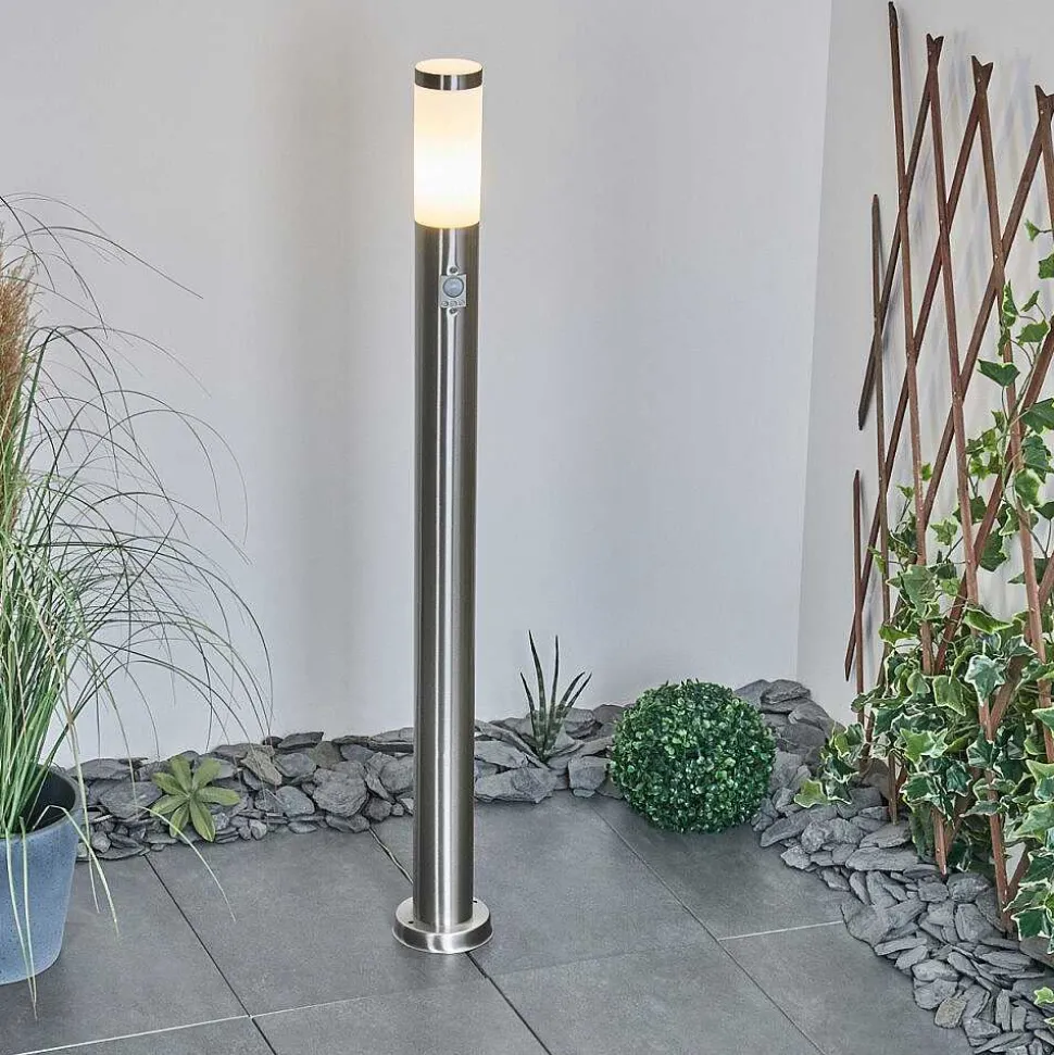 Borne Lumineuse Sessa Nickel Mat, 1 Lumiere, Detecteur De Mouvement