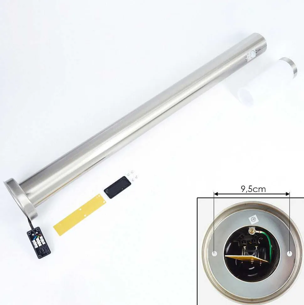 Borne Lumineuse Sessa Nickel Mat, 1 Lumiere, Detecteur De Mouvement