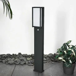 Borne Lumineuse Skove Led Anthracite, 1 Lumiere, Detecteur De Mouvement