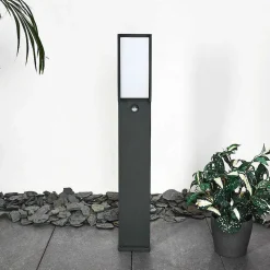 Borne Lumineuse Skove Led Anthracite, 1 Lumiere, Detecteur De Mouvement