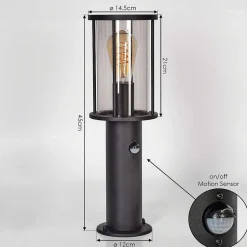 Borne Lumineuse Sumalao Noir, 1 Lumiere, Detecteur De Mouvement