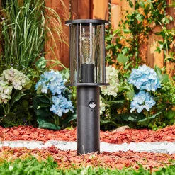 Borne Lumineuse Sumalao Noir, 1 Lumiere, Detecteur De Mouvement