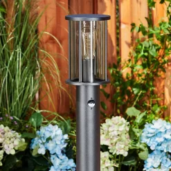 Borne Lumineuse Sumalao Noir, 1 Lumiere, Detecteur De Mouvement