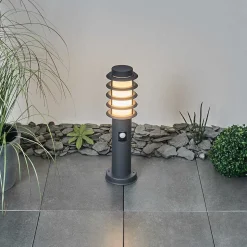 Borne Lumineuse Tunes Anthracite, 1 Lumiere, Detecteur De Mouvement