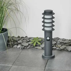 Borne Lumineuse Tunes Anthracite, 1 Lumiere, Detecteur De Mouvement