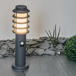 Borne Lumineuse Tunes Anthracite, 1 Lumiere, Detecteur De Mouvement