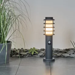 Borne Lumineuse Tunes Anthracite, 1 Lumiere, Detecteur De Mouvement