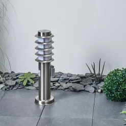 Borne Lumineuse Tunes Nickel Mat, 1 Lumiere, Detecteur De Mouvement