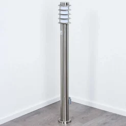 Borne Lumineuse Tunes Nickel Mat, 1 Lumiere, Detecteur De Mouvement