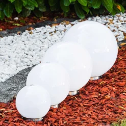 Boule Lumineuse Solar Led Acier Inoxydable, 2 Lumieres