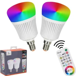Candal E14 Led Rgb 7 Watt 2200-6500 Kelvin 470 Lumen Set De 2 Avec Telecommande