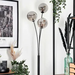 Lampadaire - Verre 15 Cm Bernado Fume, 3 Lumieres