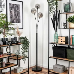 Lampadaire - Verre 15 Cm Bernado Fume, 3 Lumieres