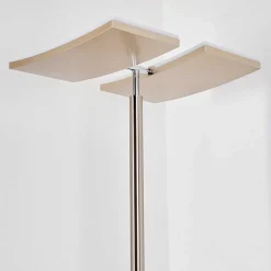 Lampadaire A Vasque Thyolo Led Acier Brosse, 2 Lumieres