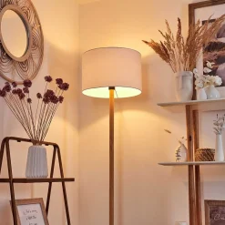 Lampadaire Akrema Ecru, Noir, 1 Lumiere