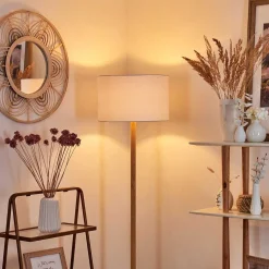 Lampadaire Akrema Ecru, Noir, 1 Lumiere