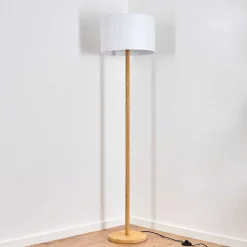 Lampadaire Akrema Ecru, Noir, 1 Lumiere